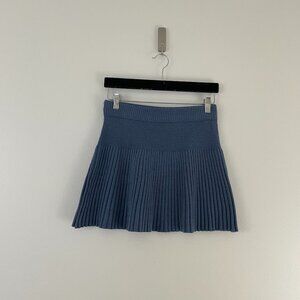 Aerie Blue Rib Knit Flared A-Line Mini Skirt Size Small